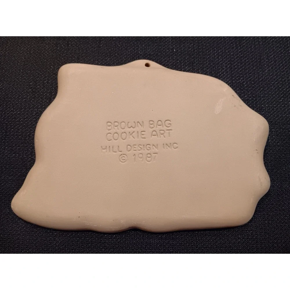Vintage 1987 Brown Bag Cookie Art Train Locomotive Cat Ceramic Mold Hill‎ Design